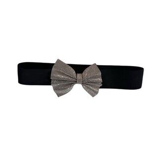 ASOS Women’s Black Stretch Rhinestone Bow Belt Size Small–Large